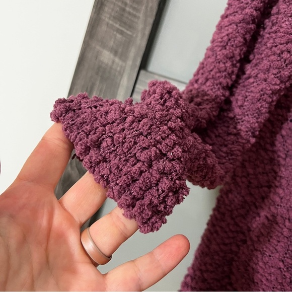 Zenana Falling for You Open Front Popcorn Cardigan Women's XL Eggplant Purple - Picture 3 of 8